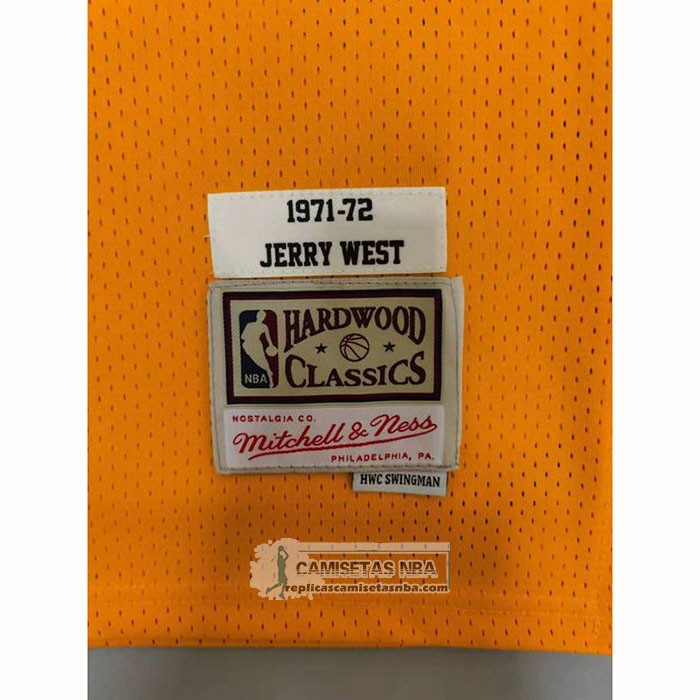 Camiseta Los Angeles Lakers Jerry West NO 44 Mitchell & Ness 1971-72 Amarillo